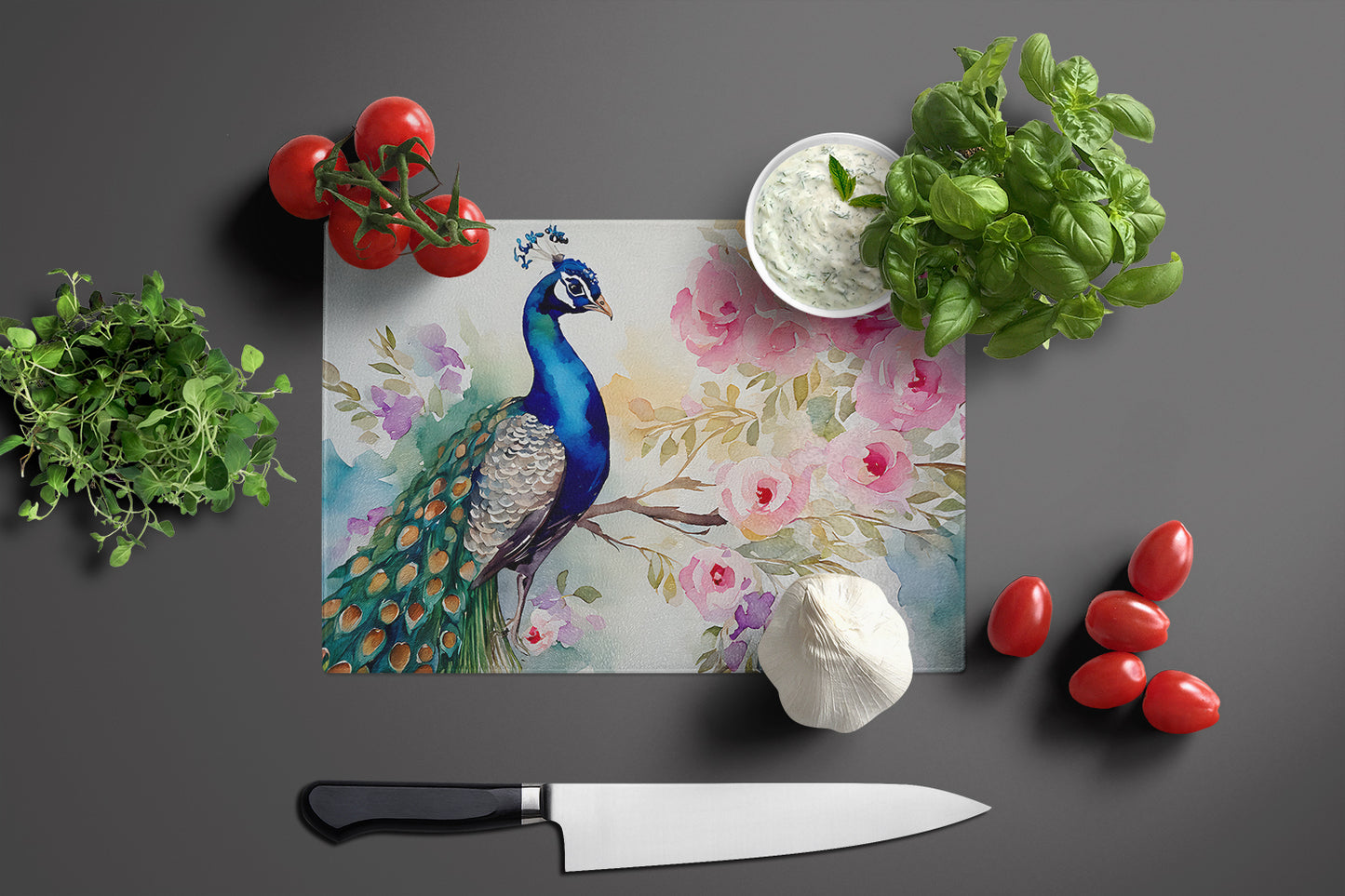 Peacock Glass Cutting Board