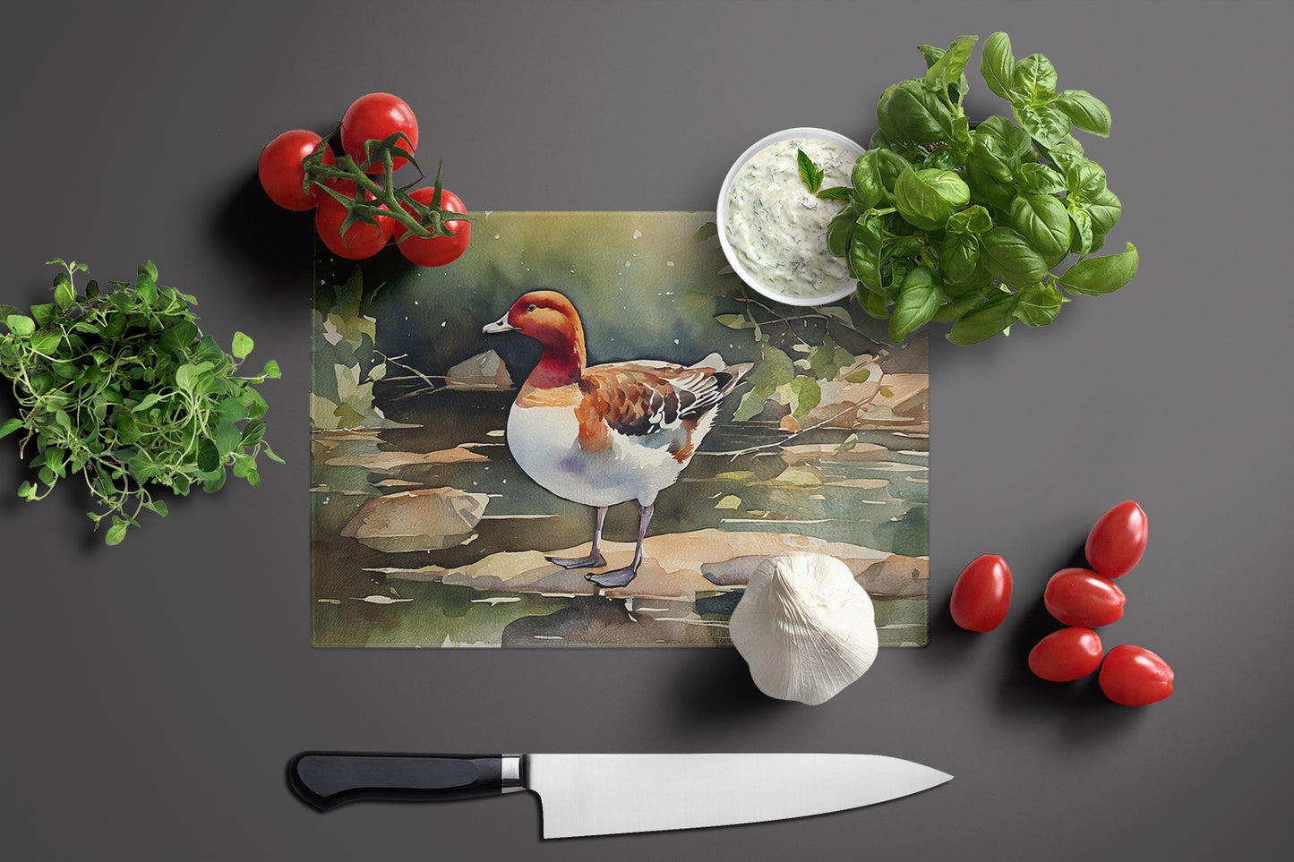 Redhead Duck Glass Cutting Board