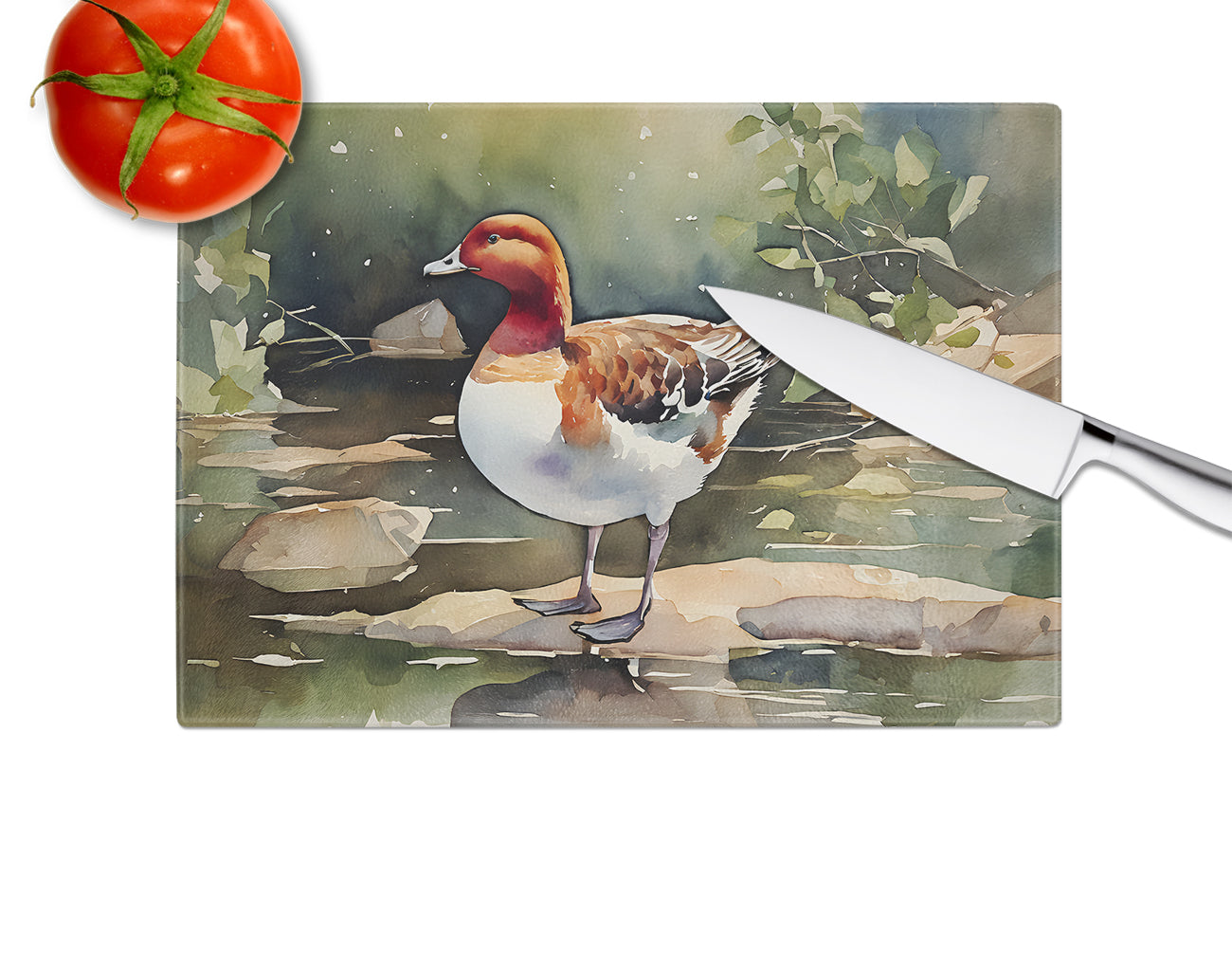 Redhead Duck Glass Cutting Board