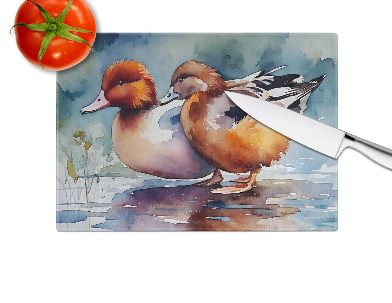 Redhead Duck Glass Cutting Board