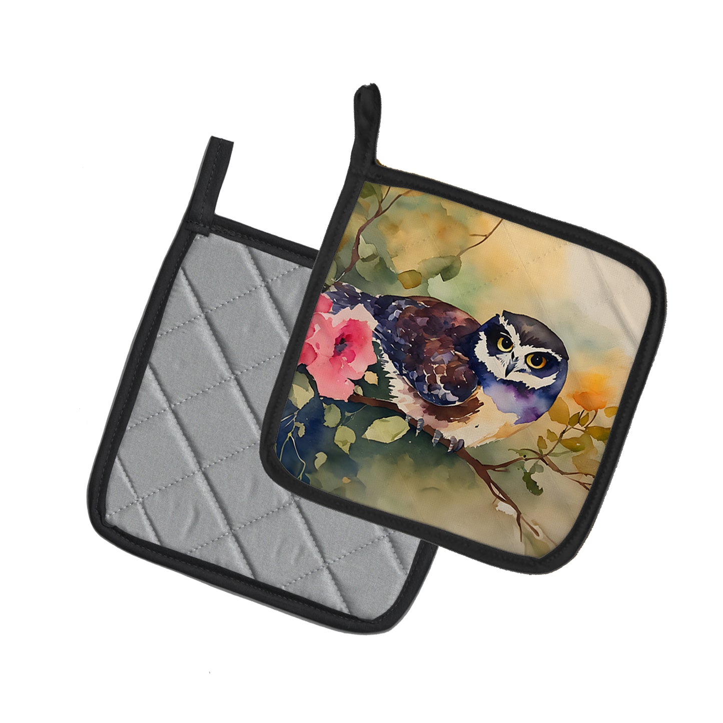 Spectacled Owl Pair of Pot Holders