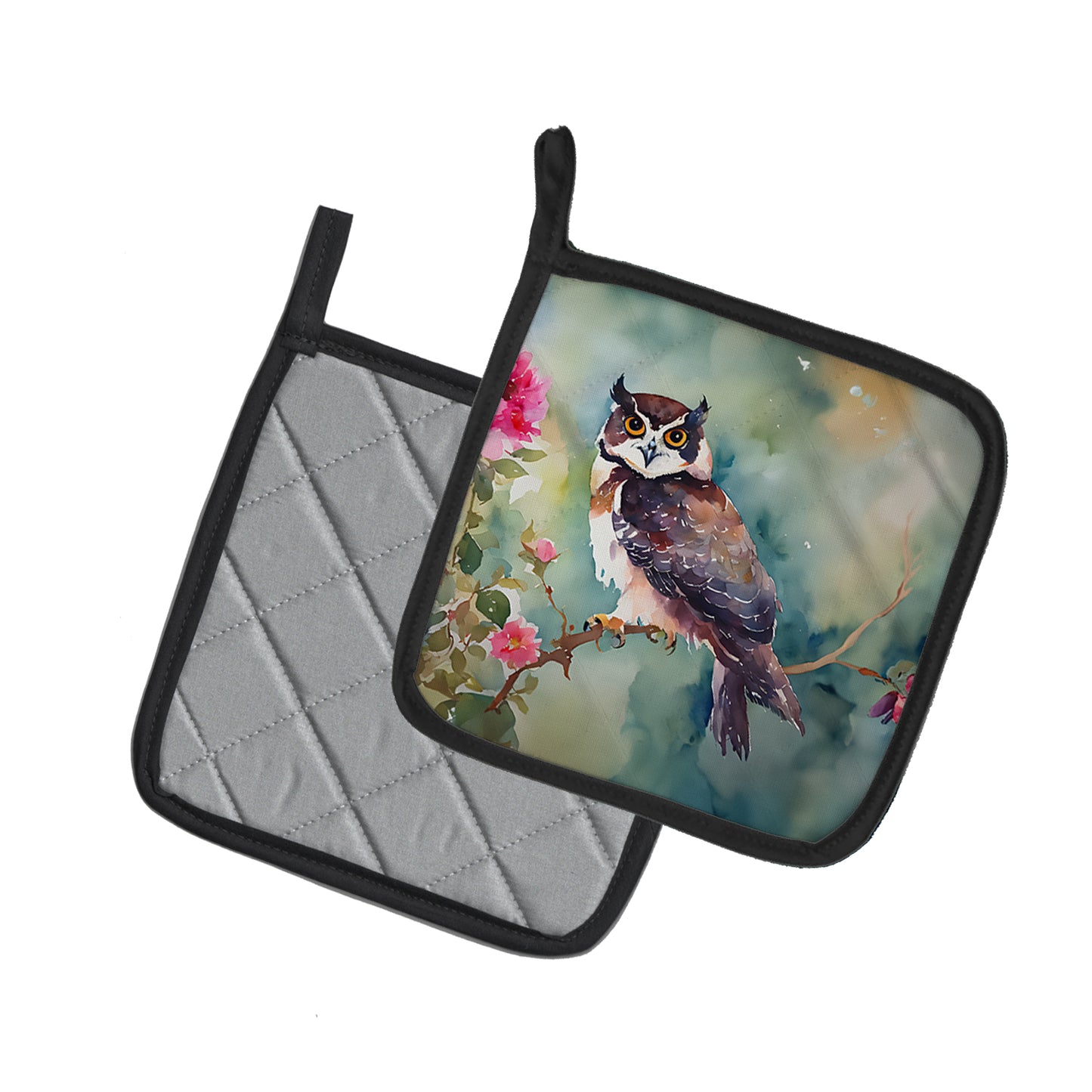 Spectacled Owl Pair of Pot Holders