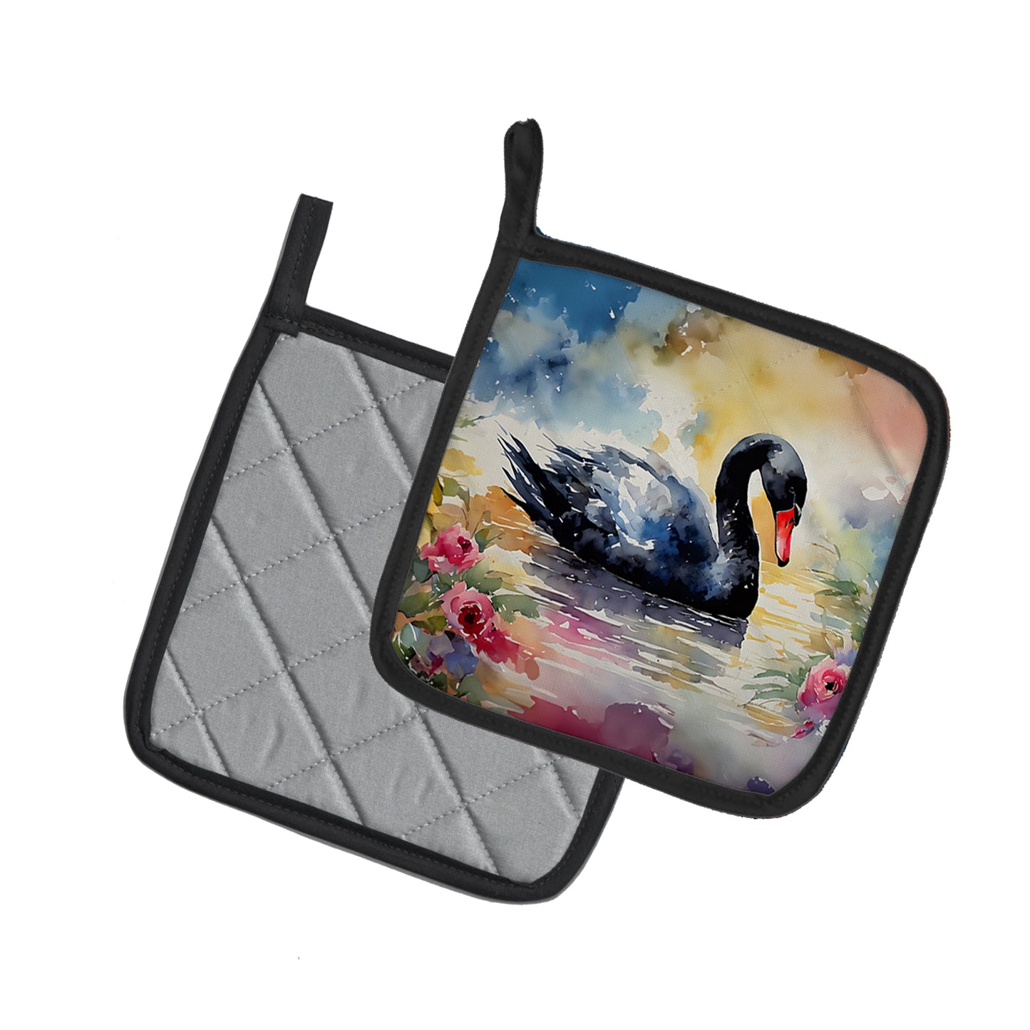 Black Swan Pair of Pot Holders