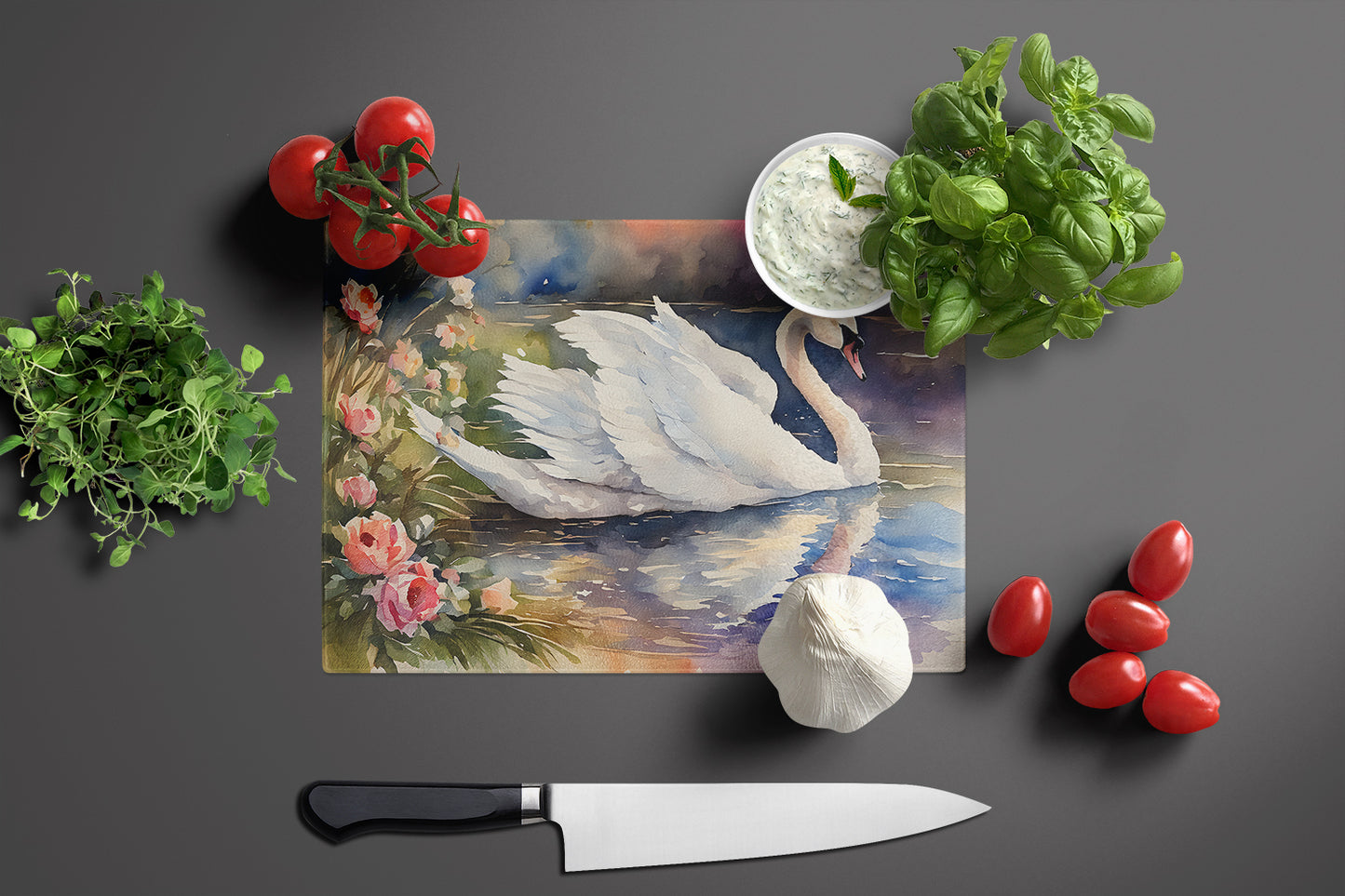 Swan Glass Cutting Board