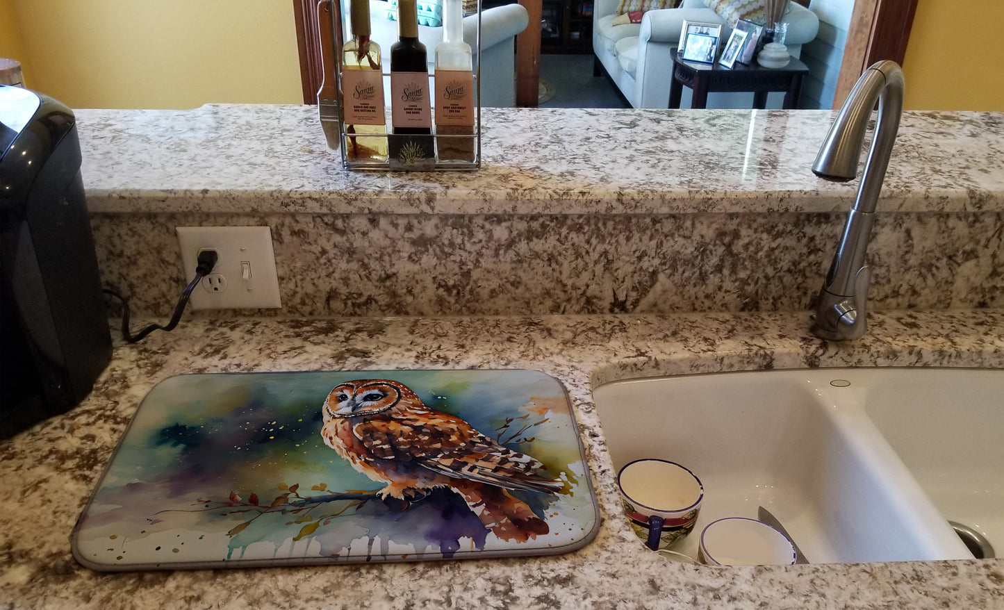 Tawny Owl Dish Drying Mat