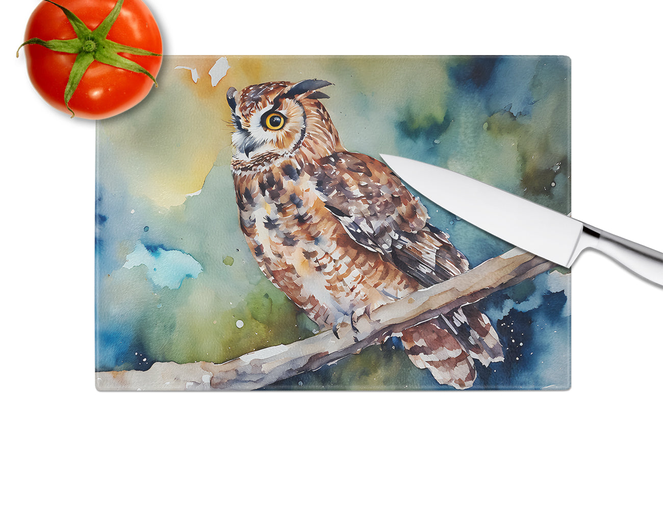 Tawny Owl Glass Cutting Board