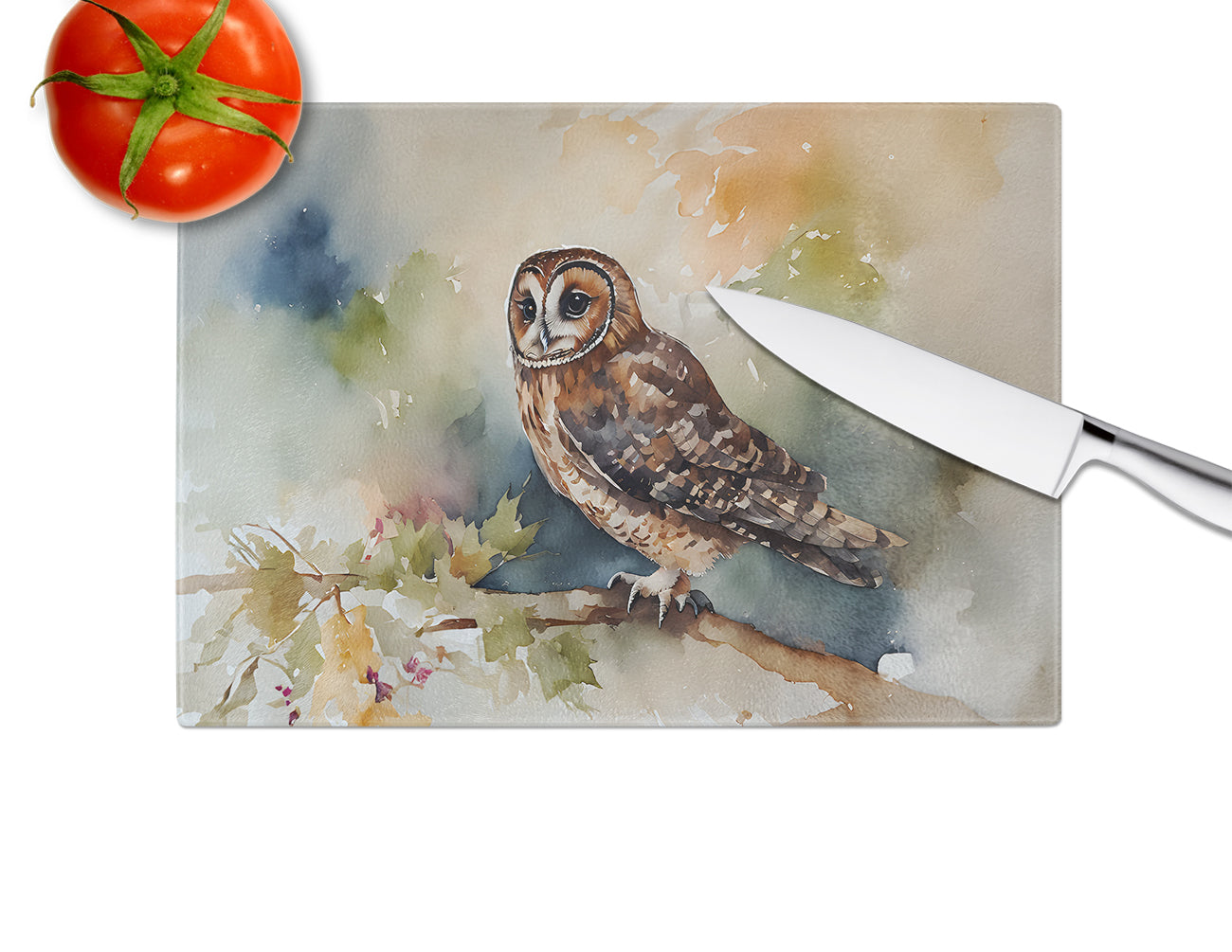 Tawny Owl Glass Cutting Board