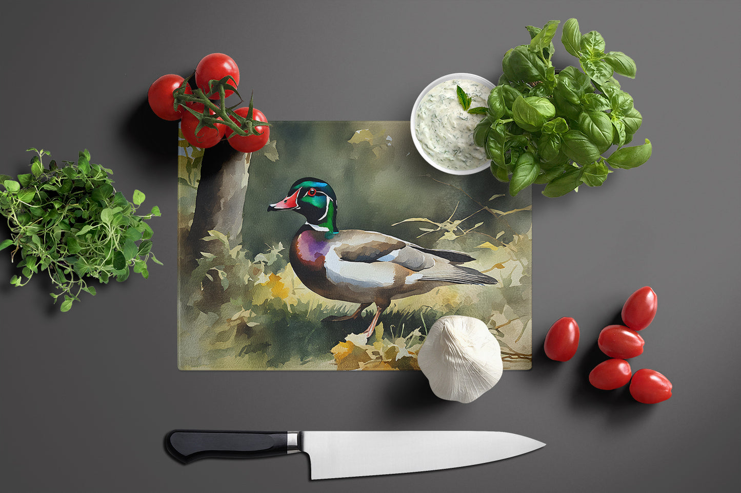 Wood Duck Glass Cutting Board