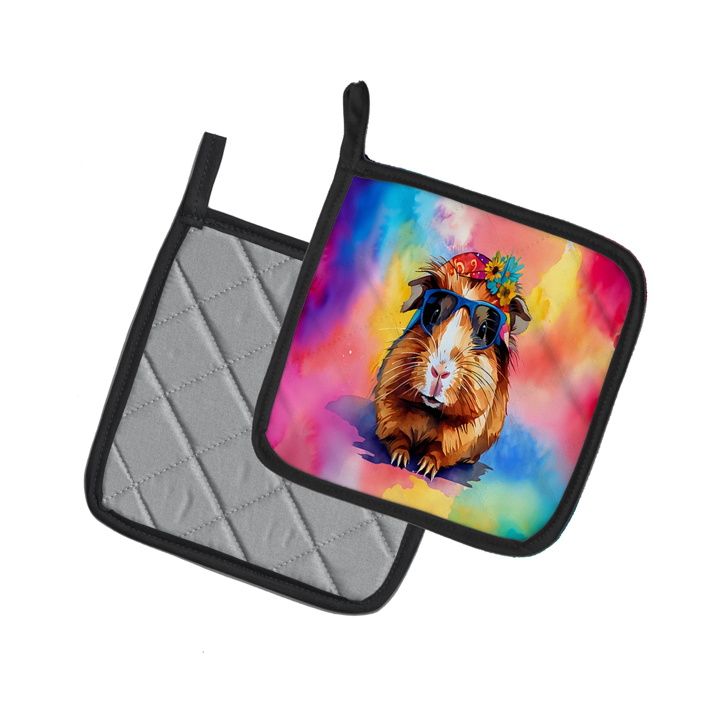 Hippie Animal Guinea Pig Pair of Pot Holders