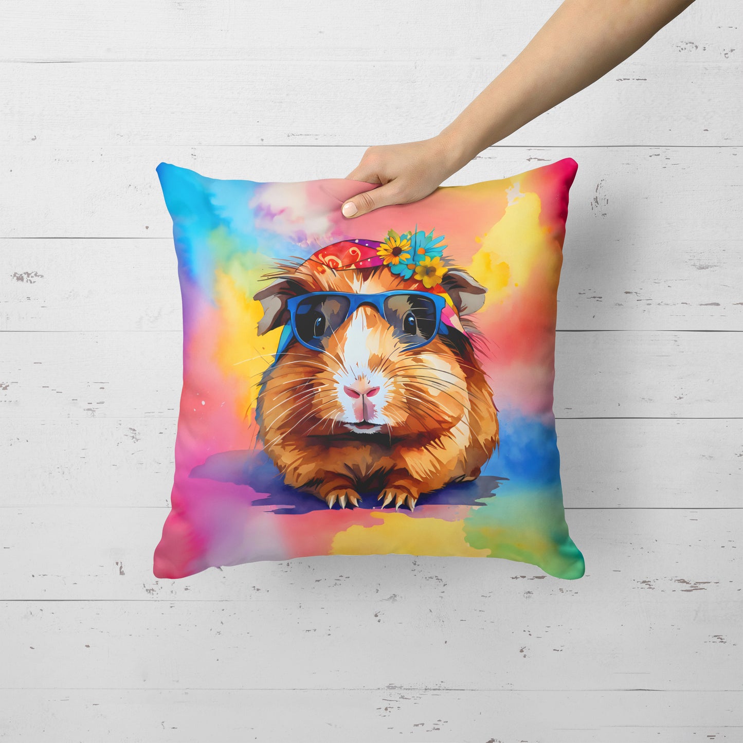 Hippie Animal Guinea Pig Throw Pillow