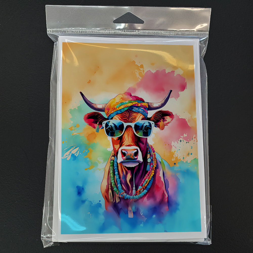 Hippie Animal Cow Greeting Cards Pack of 8