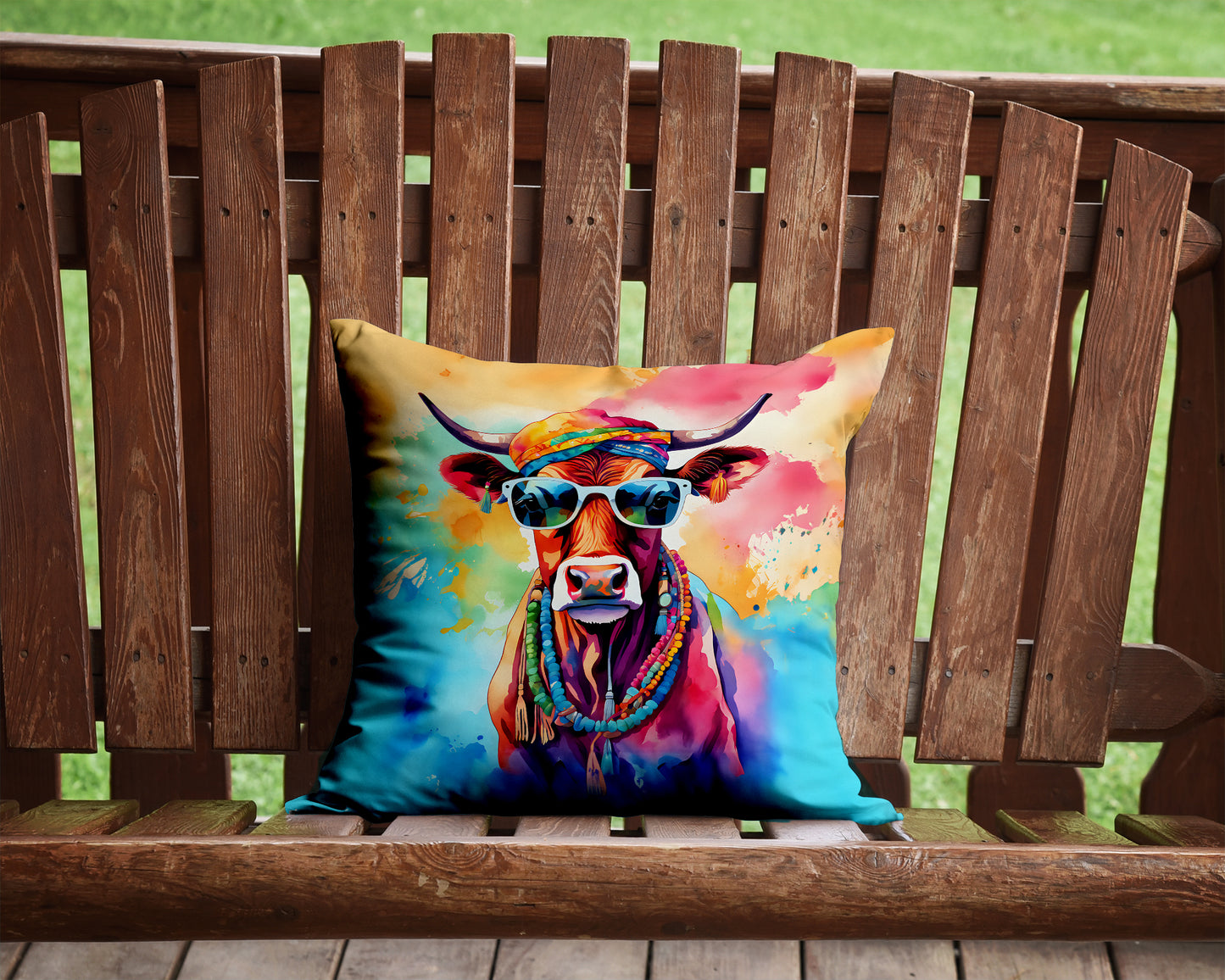 Hippie Animal Cow Throw Pillow