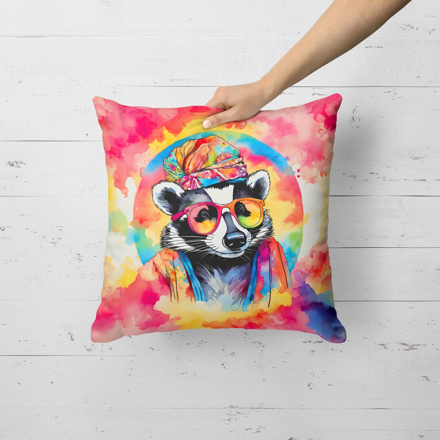 Hippie Animal Badger Throw Pillow