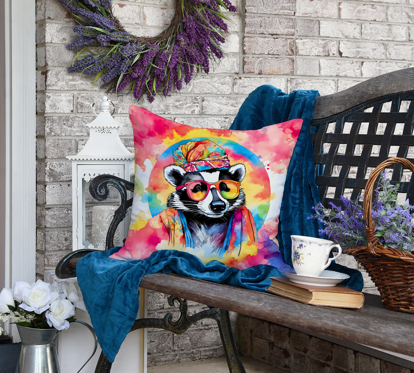 Hippie Animal Badger Throw Pillow