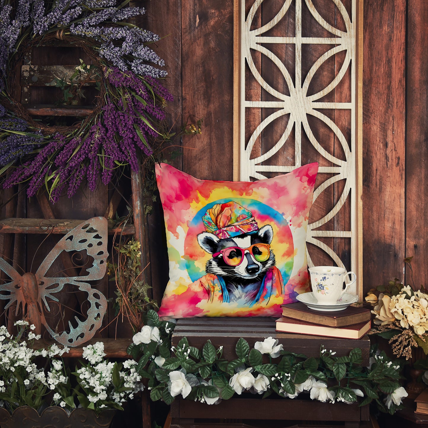 Hippie Animal Badger Throw Pillow