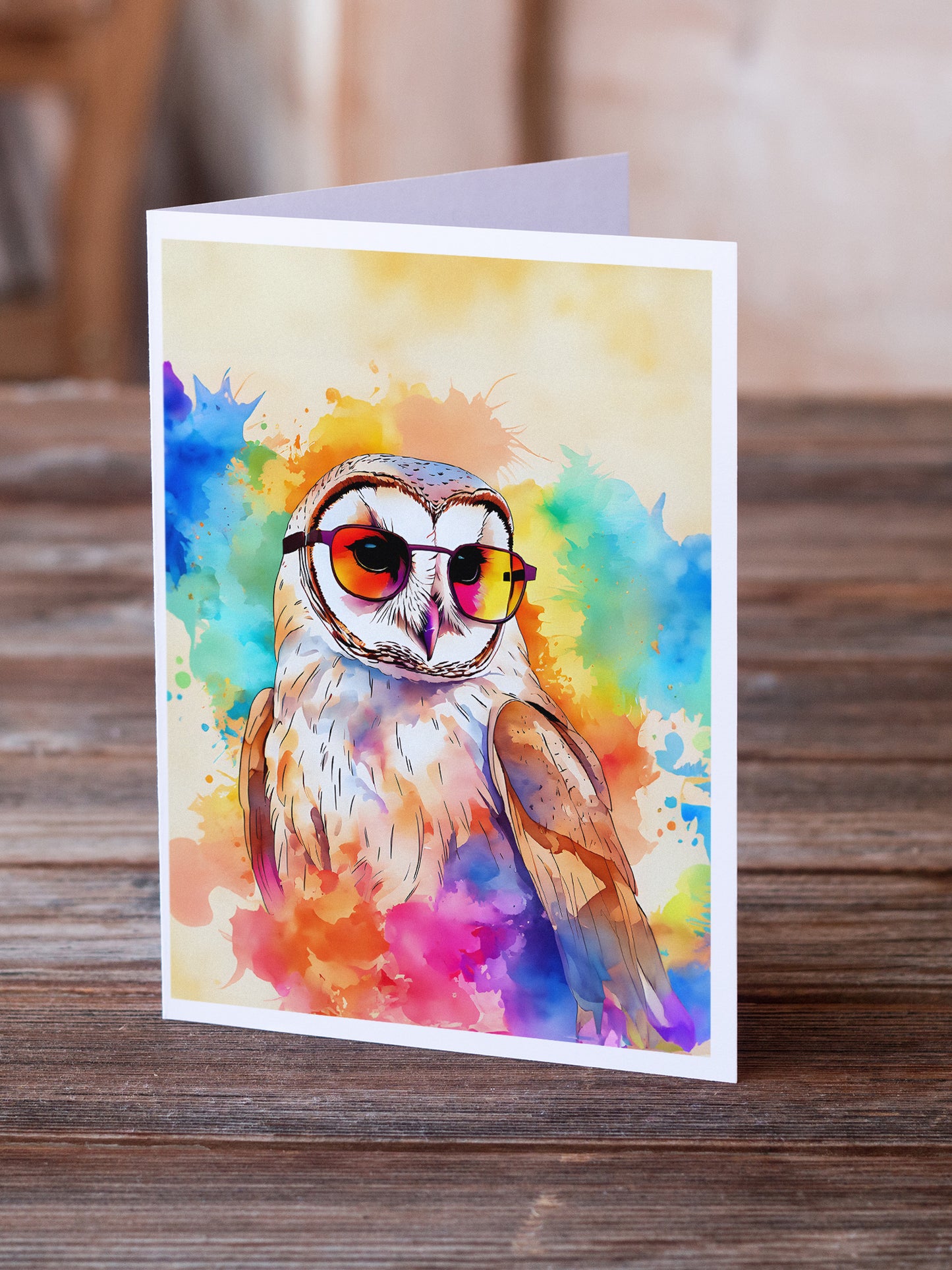 Hippie Animal Barn Owl Greeting Cards Pack of 8