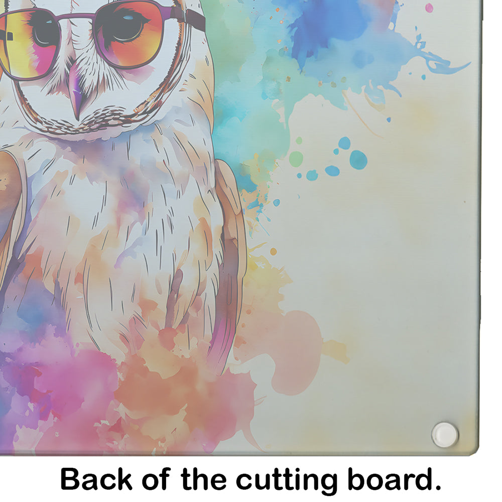 Hippie Animal Barn Owl Glass Cutting Board