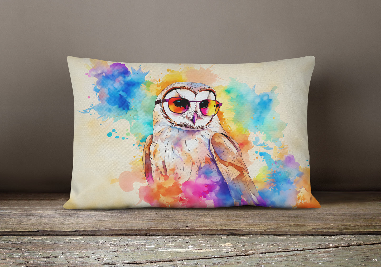 Hippie Animal Barn Owl Throw Pillow