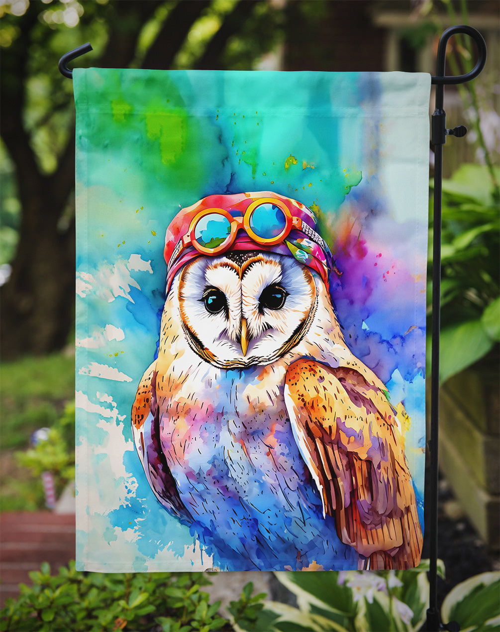 Hippie Animal Barn Owl Garden Flag