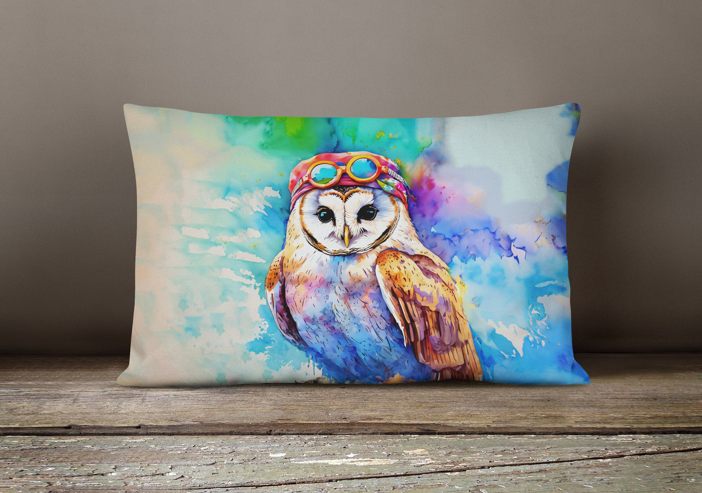 Hippie Animal Barn Owl Throw Pillow