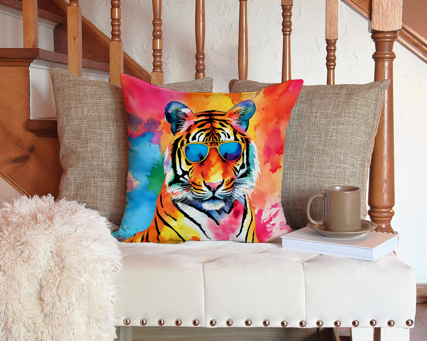 Hippie Animal Bengal Tiger Throw Pillow