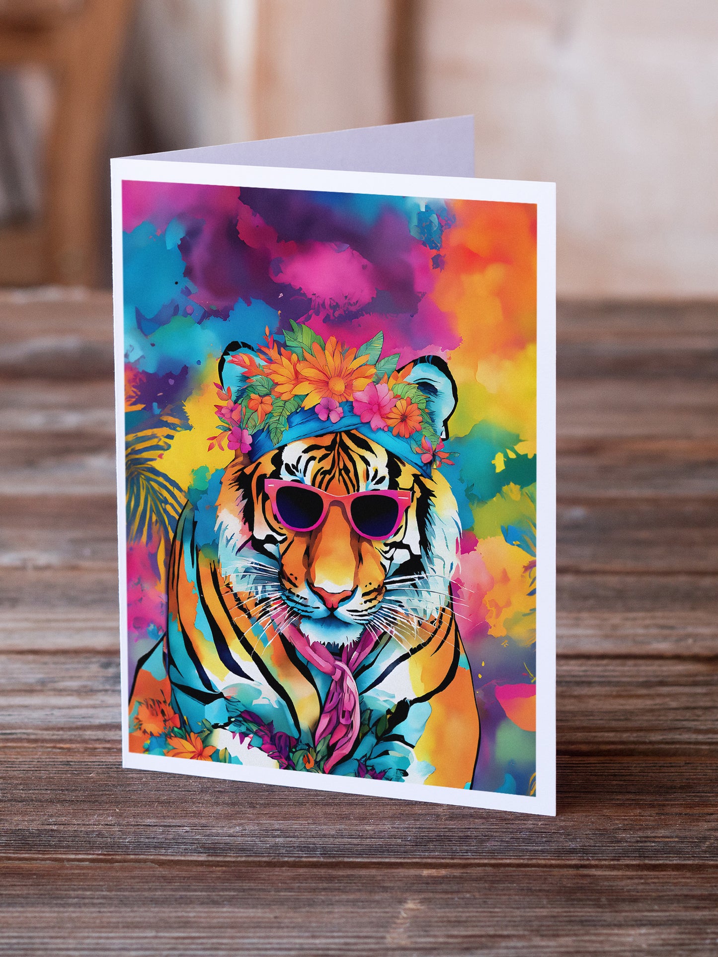 Hippie Animal Bengal Tiger Greeting Cards Pack of 8