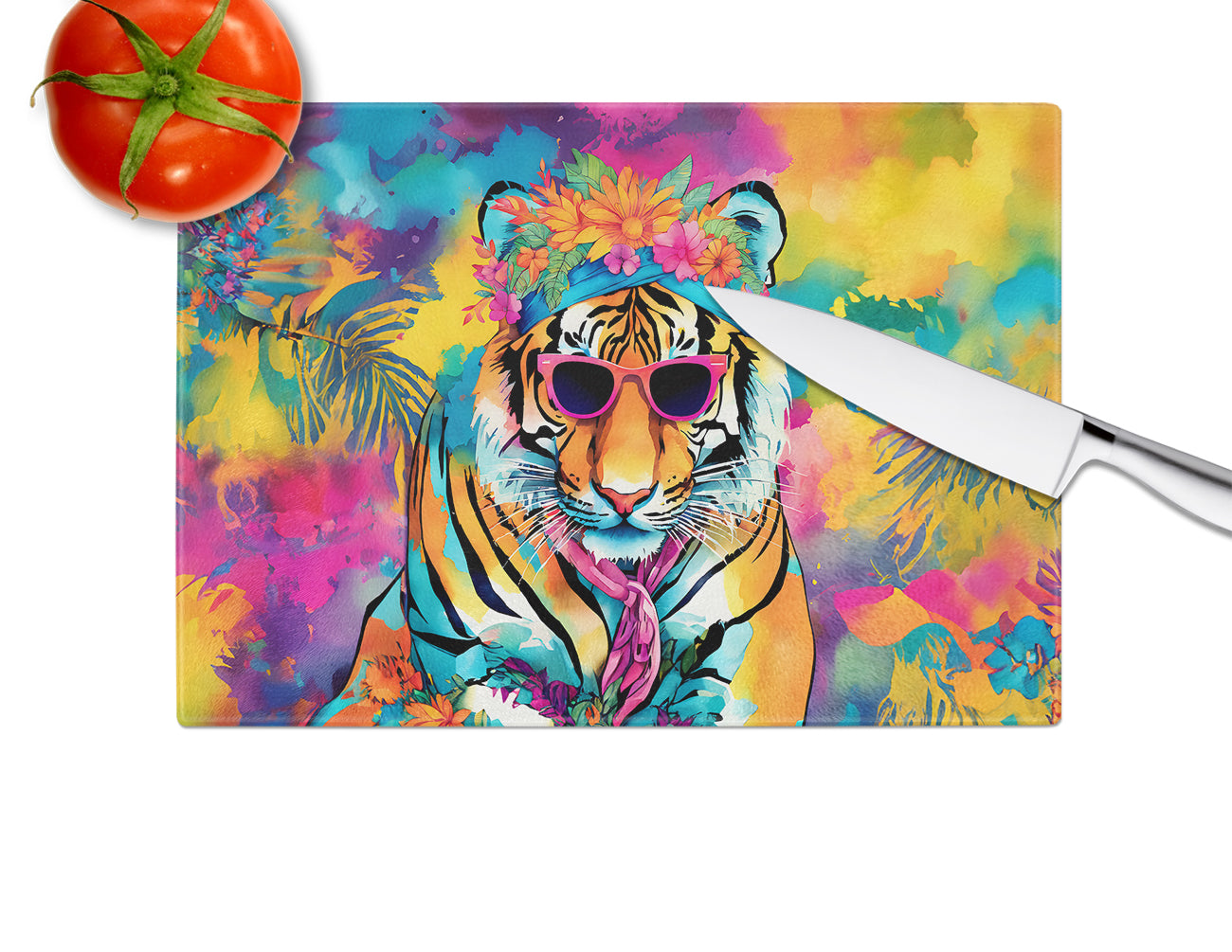 Hippie Animal Bengal Tiger Glass Cutting Board