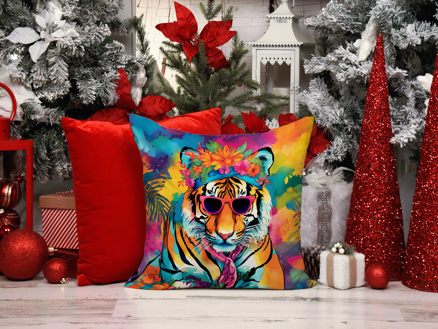 Hippie Animal Bengal Tiger Throw Pillow