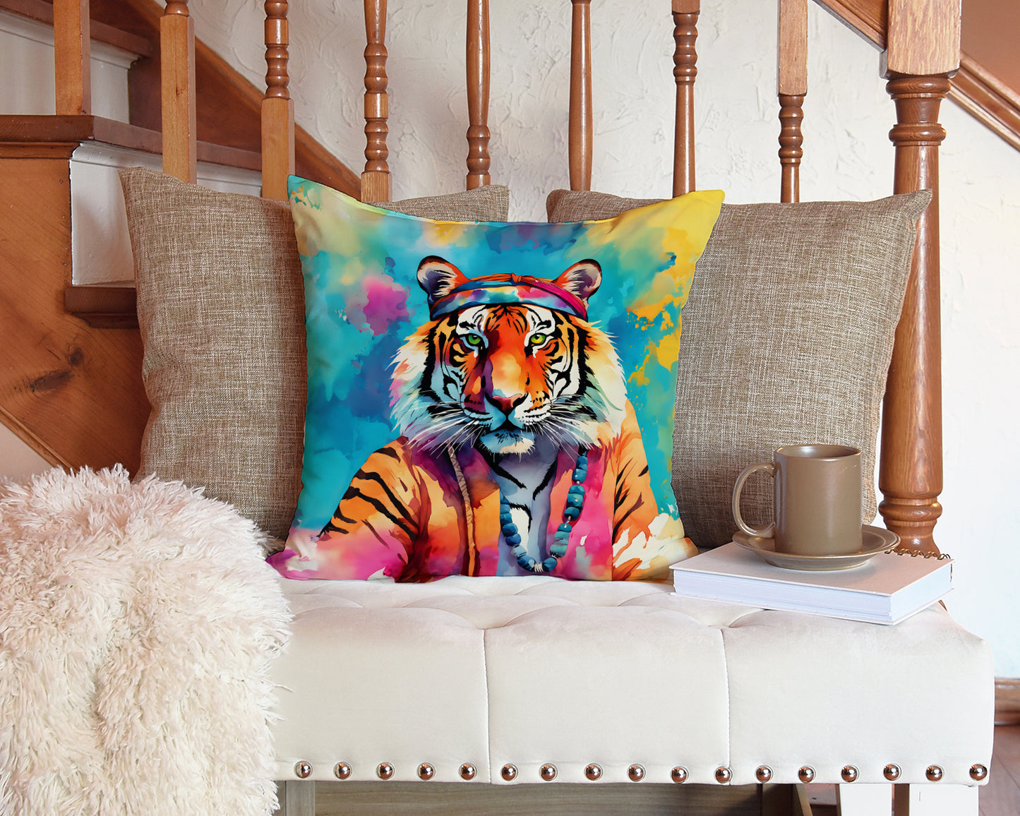 Hippie Animal Bengal Tiger Throw Pillow