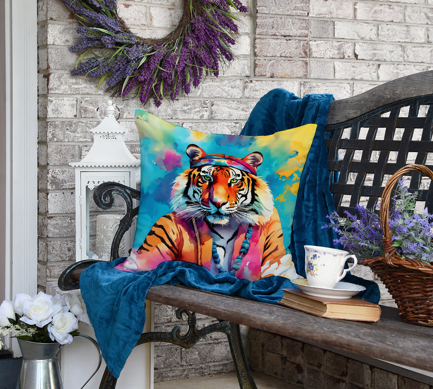 Hippie Animal Bengal Tiger Throw Pillow