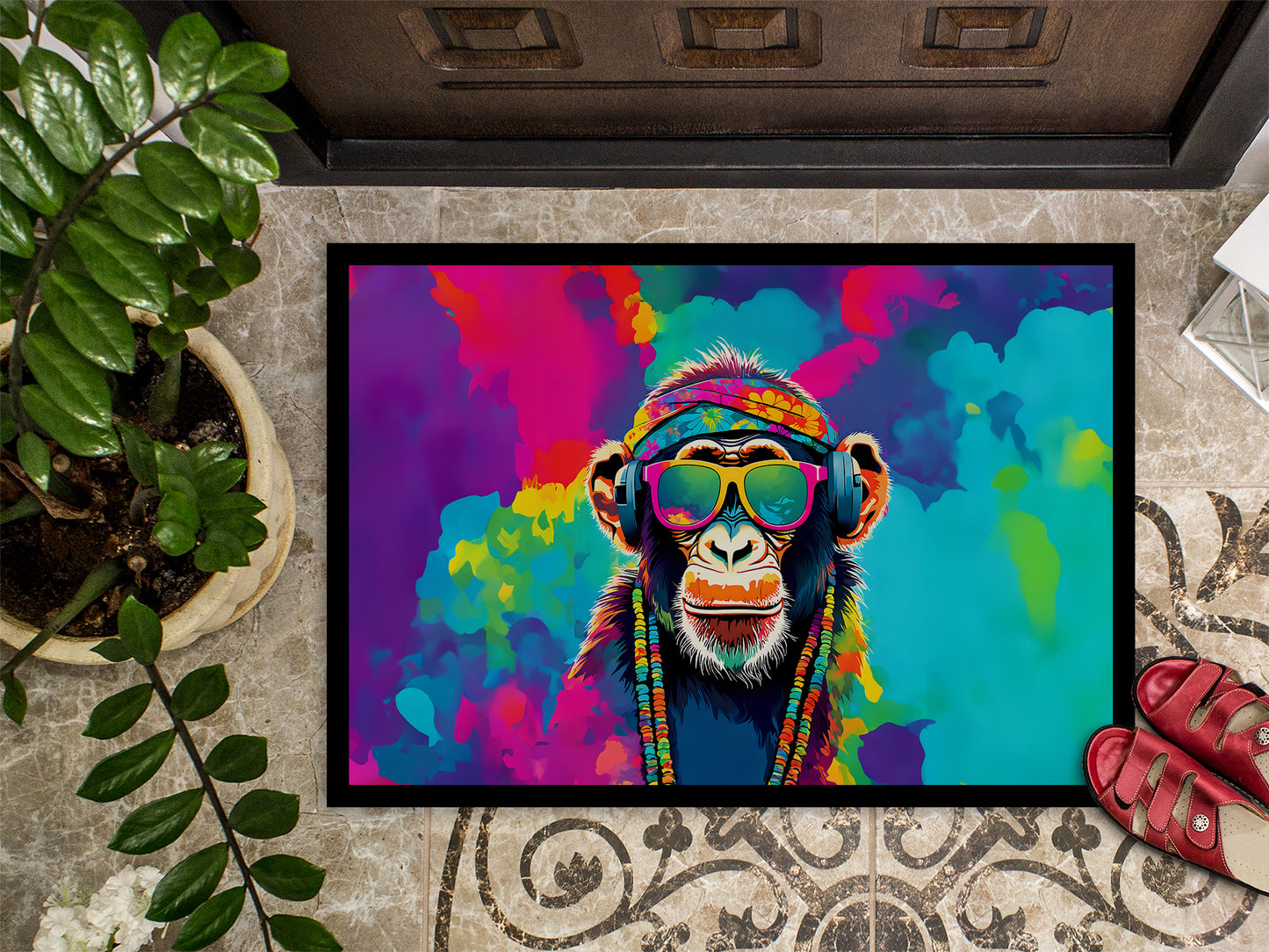 Hippie Animal Chimpanzee Doormat