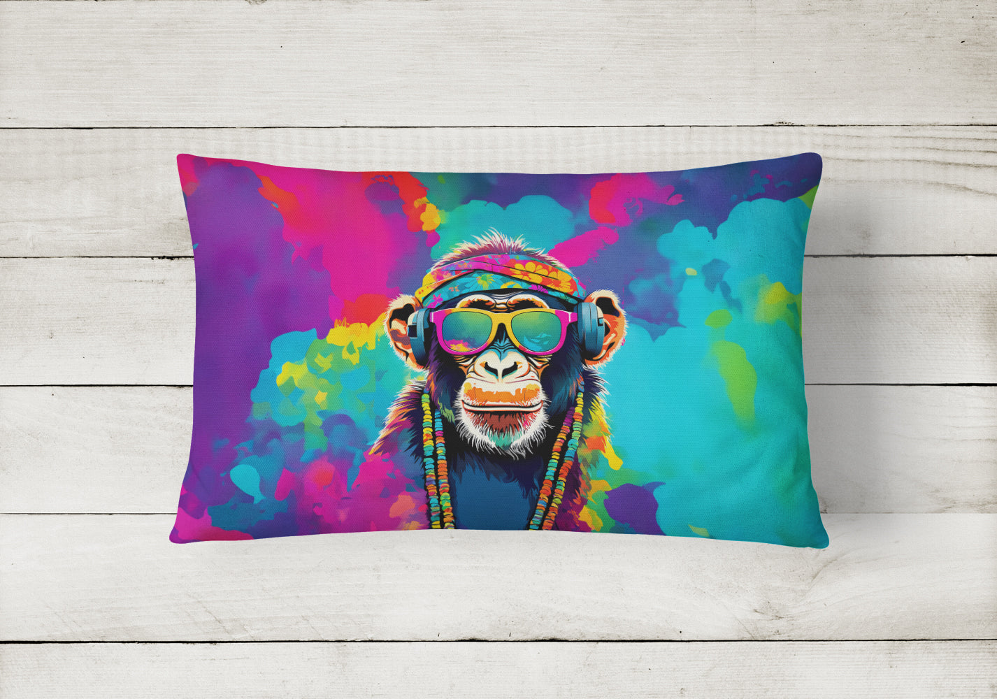 Hippie Animal Chimpanzee Throw Pillow