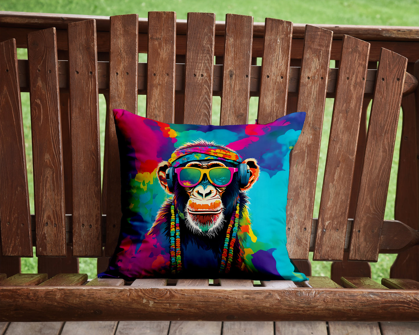 Hippie Animal Chimpanzee Throw Pillow