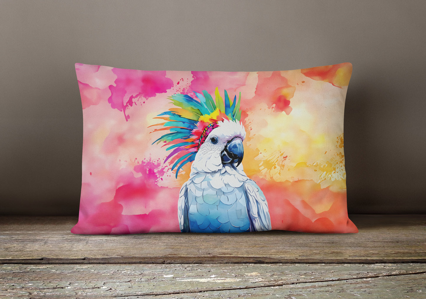 Hippie Animal Cockatoo Throw Pillow