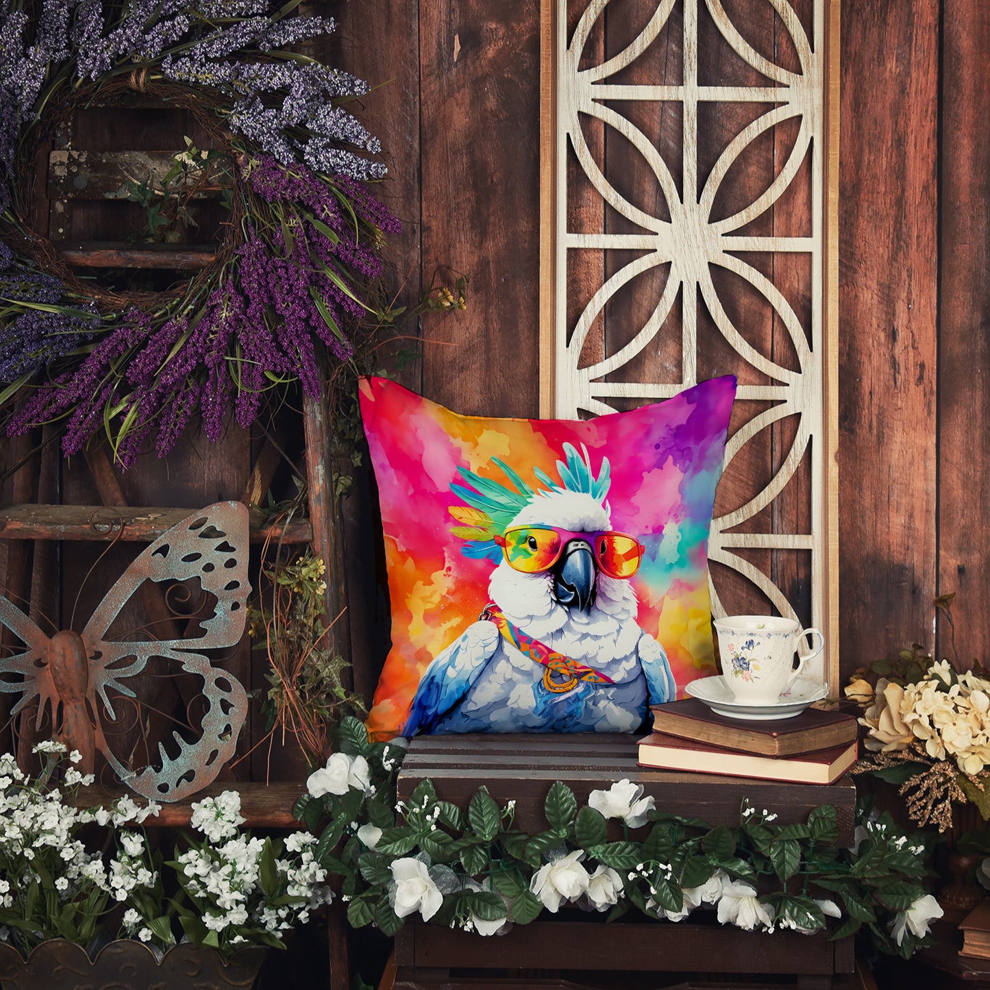 Hippie Animal Cockatoo Throw Pillow