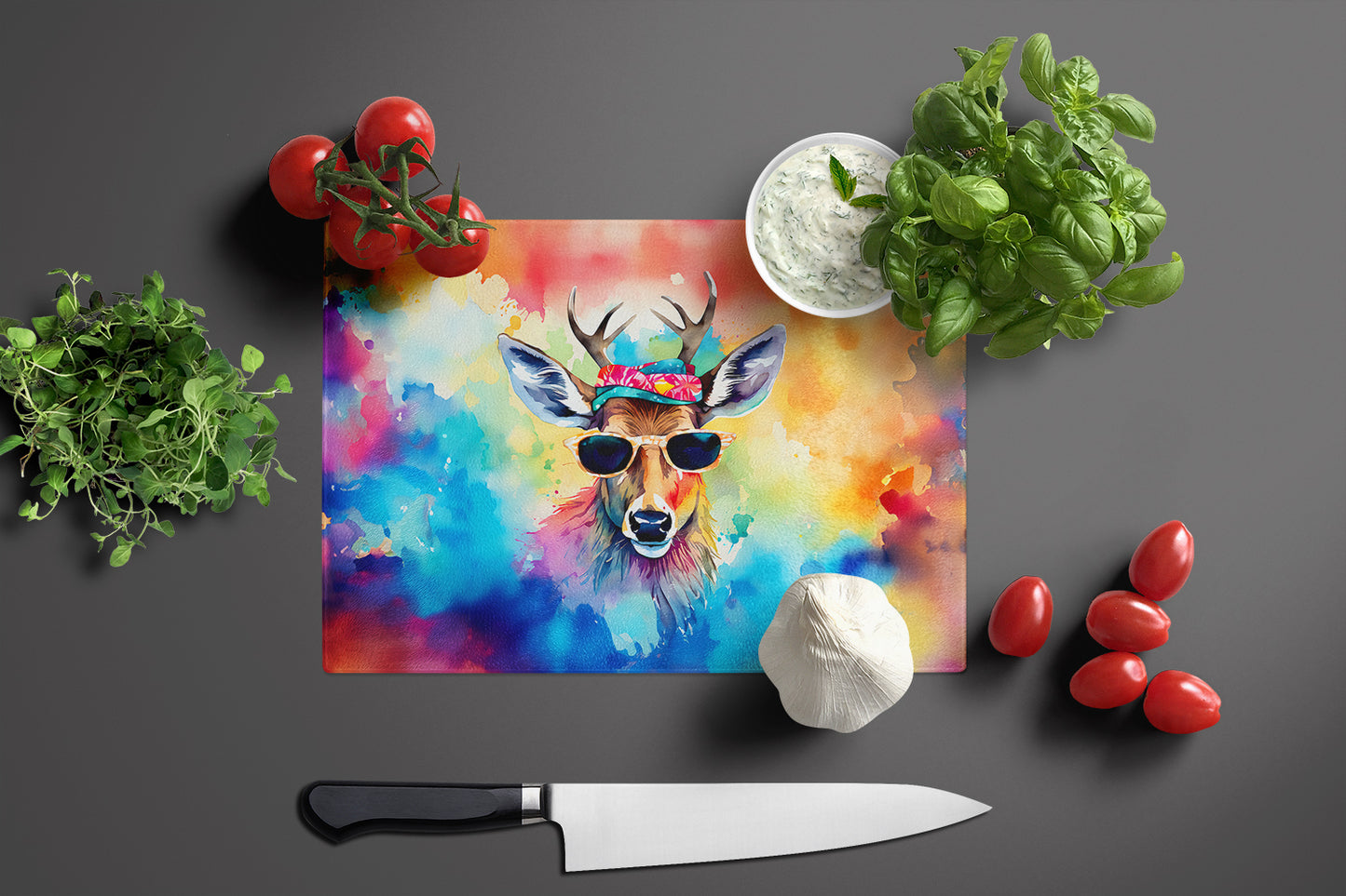 Hippie Animal Deer Glass Cutting Board