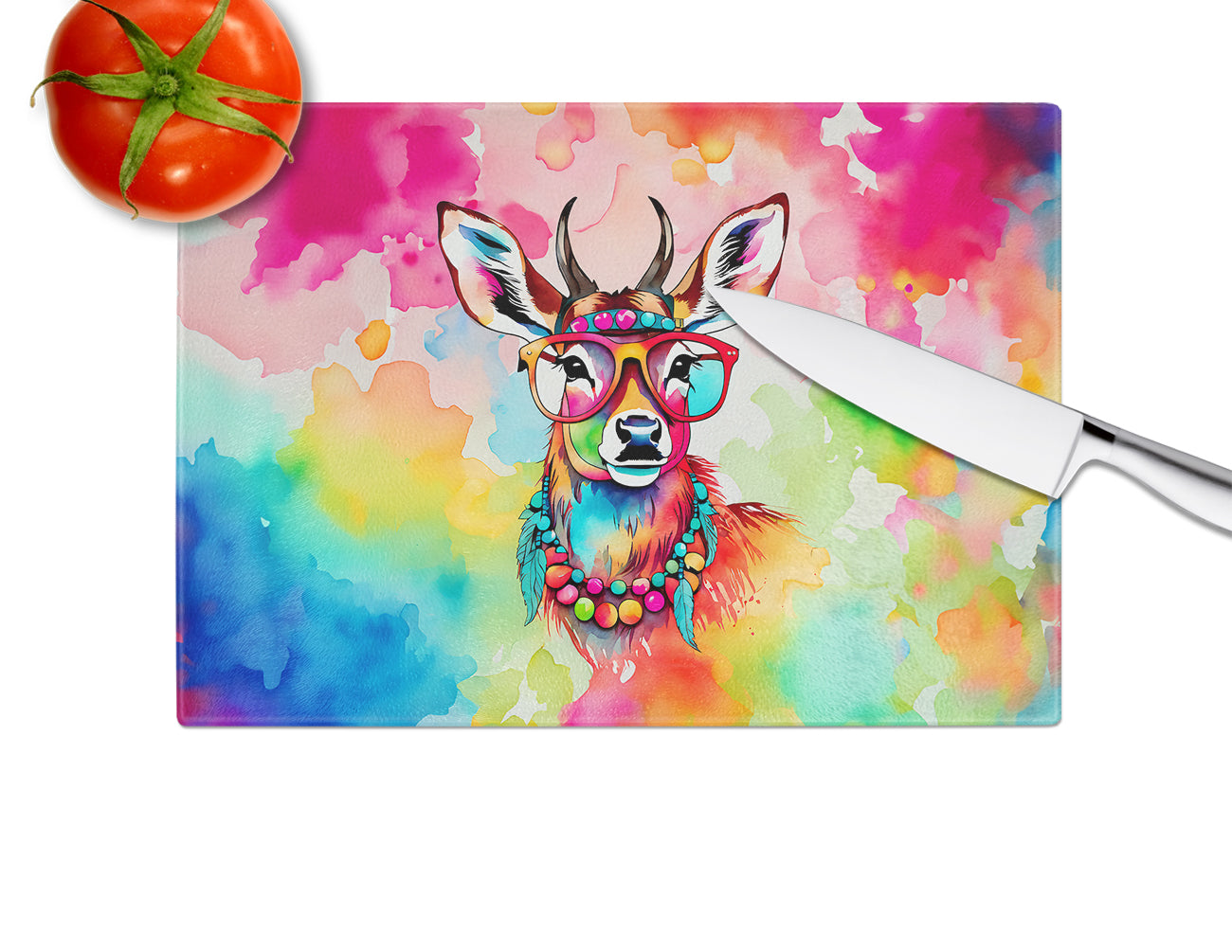 Hippie Animal Deer Glass Cutting Board