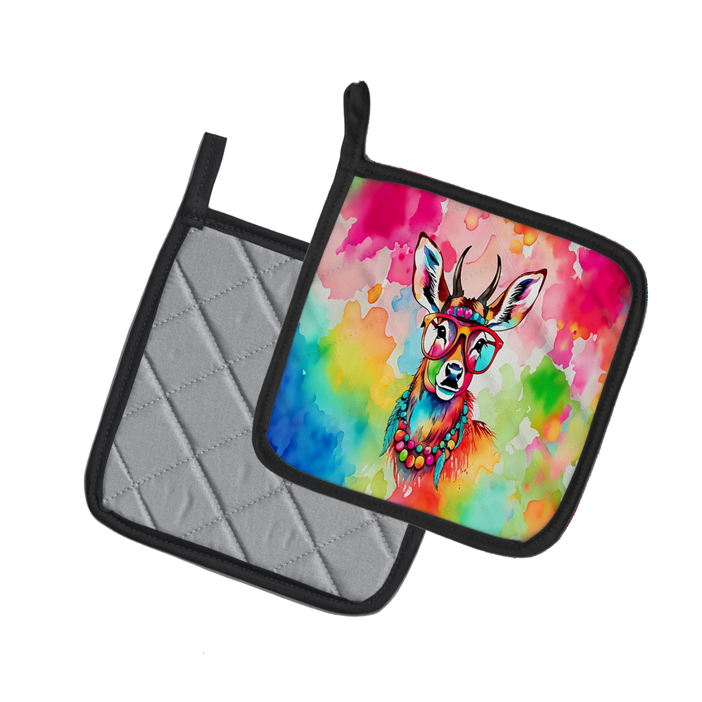 Hippie Animal Deer Pair of Pot Holders