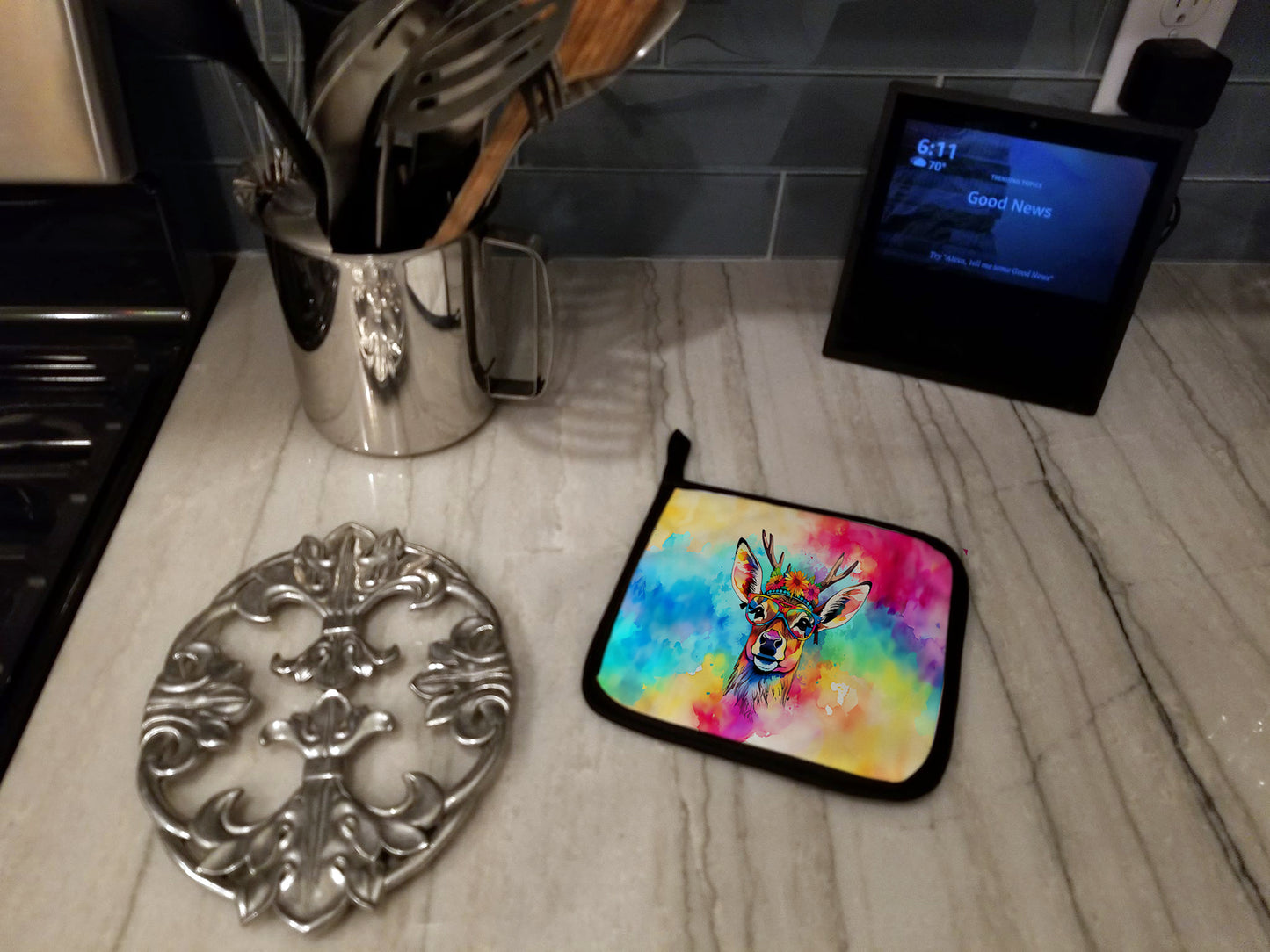 Hippie Animal Deer Pair of Pot Holders