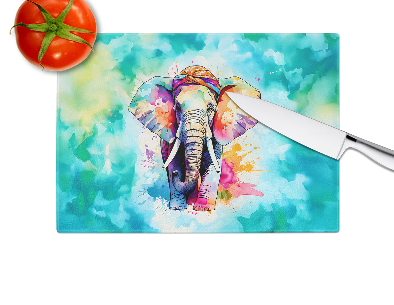 Hippie Animal Elephant Glass Cutting Board