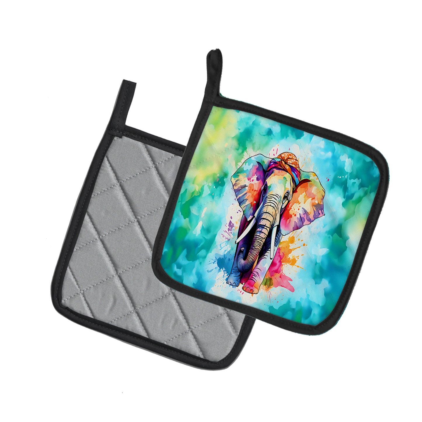 Hippie Animal Elephant Pair of Pot Holders