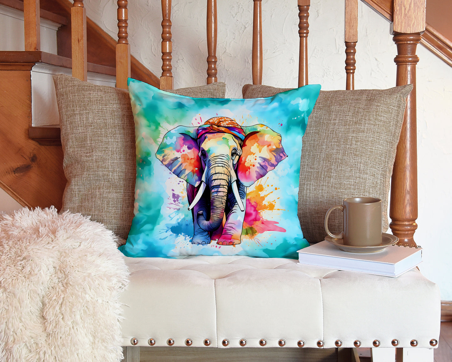 Hippie Animal Elephant Throw Pillow