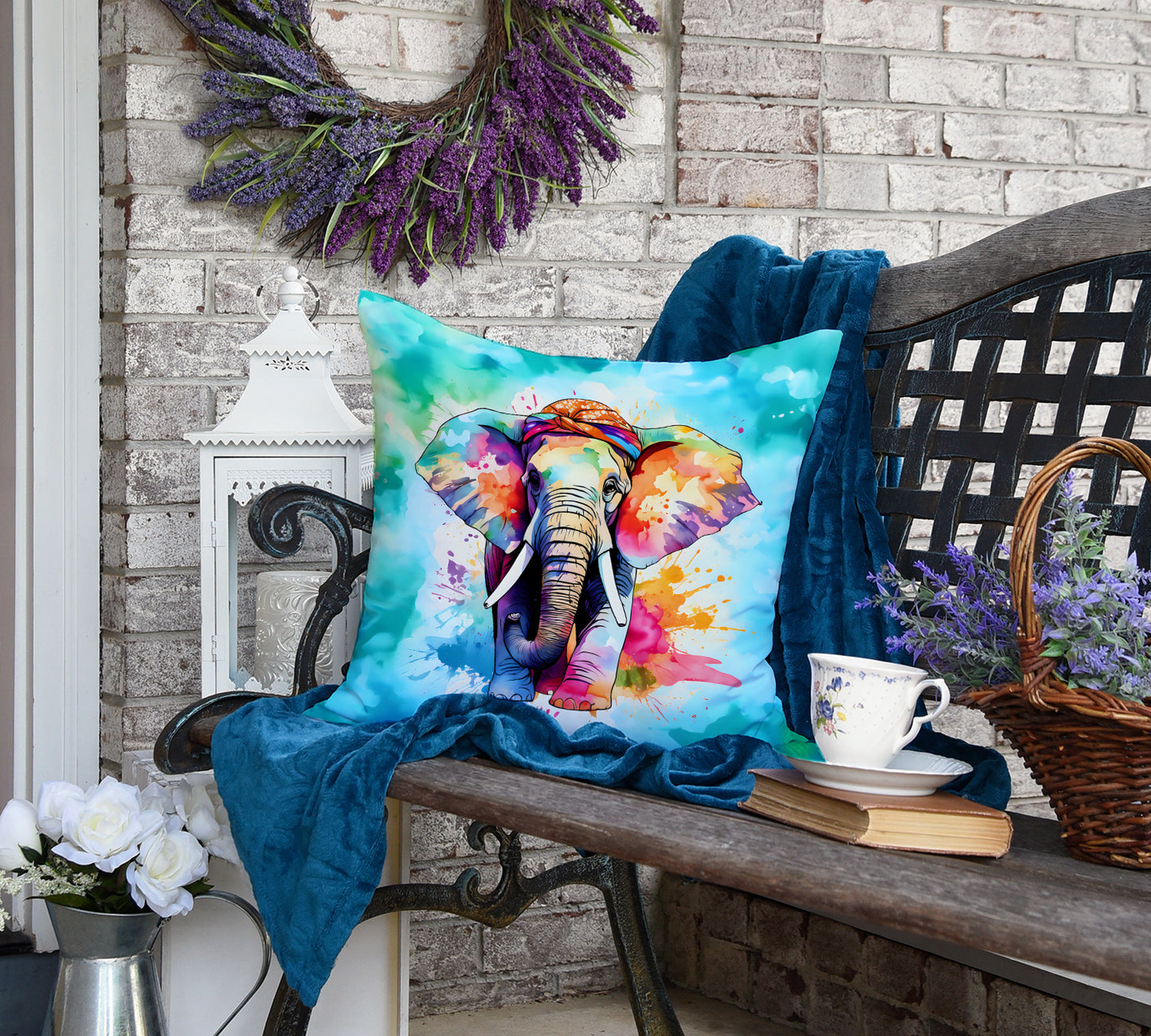 Hippie Animal Elephant Throw Pillow