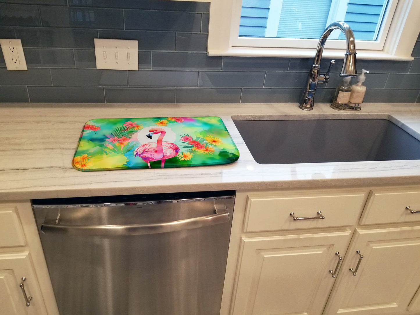 Hippie Animal Flamingo Dish Drying Mat