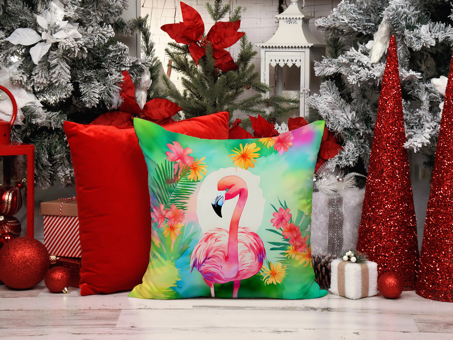 Hippie Animal Flamingo Throw Pillow