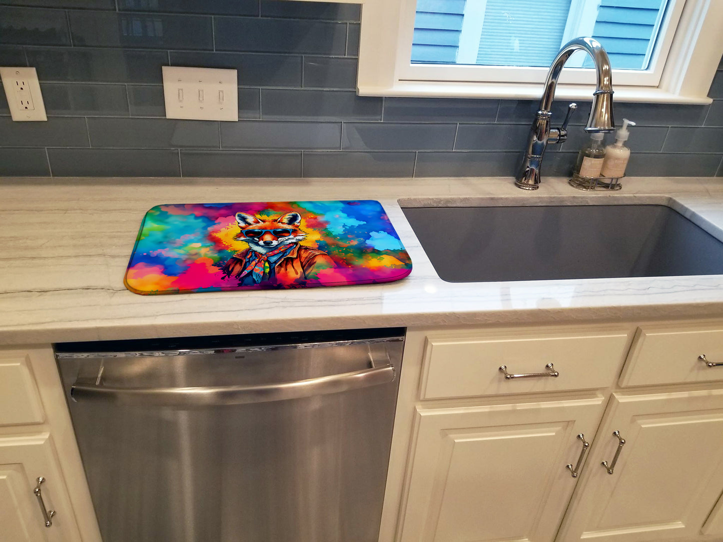 Hippie Animal Fox Dish Drying Mat