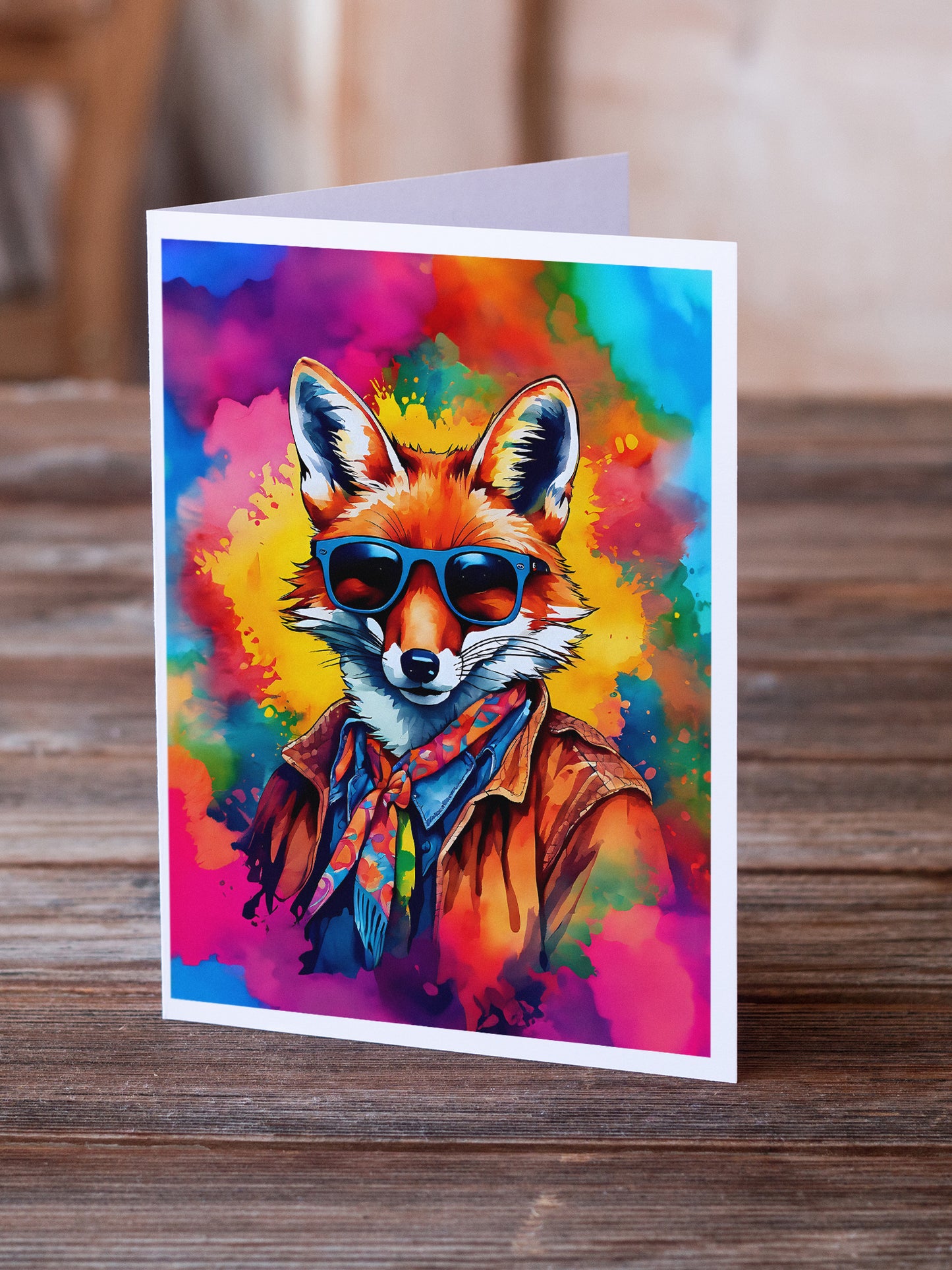 Hippie Animal Fox Greeting Cards Pack of 8