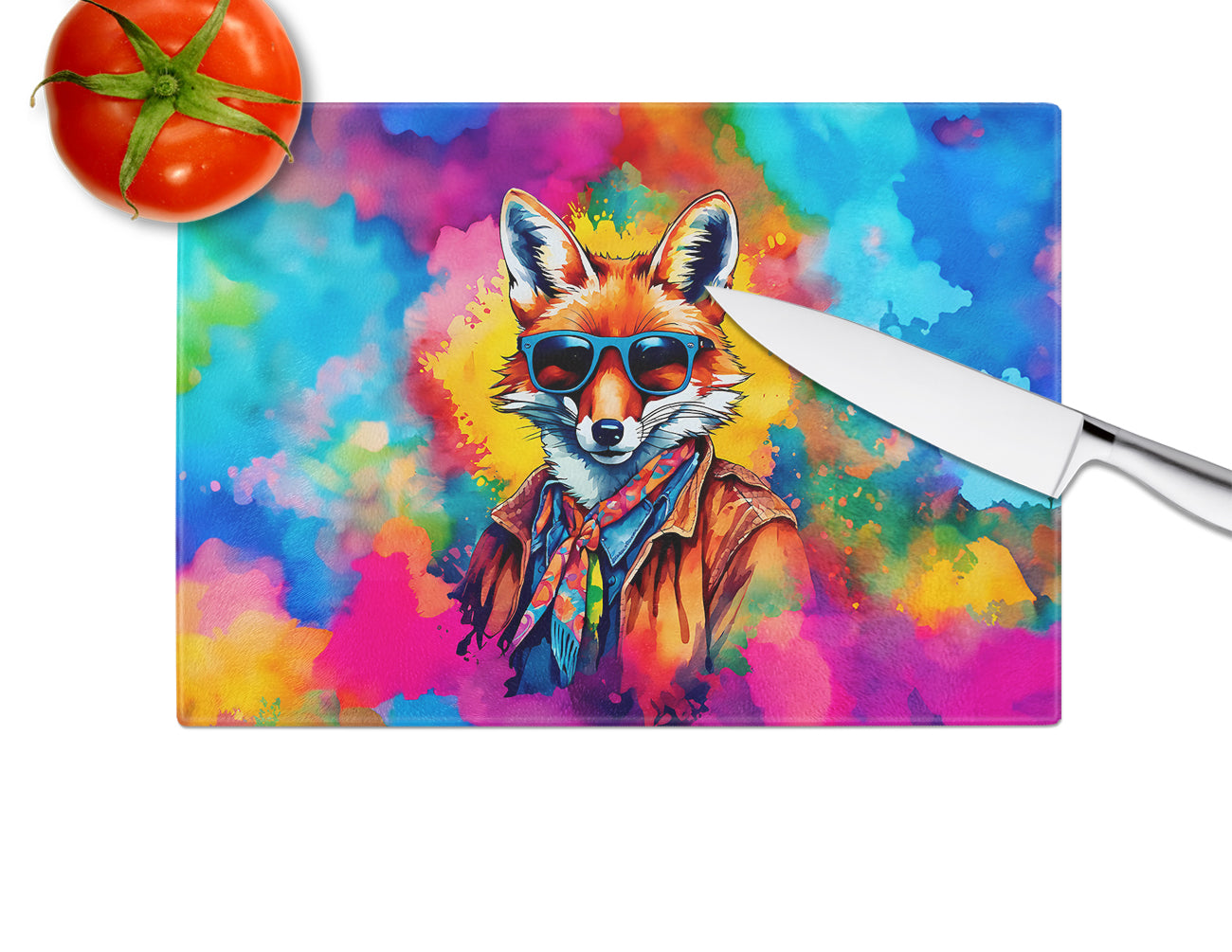 Hippie Animal Fox Glass Cutting Board