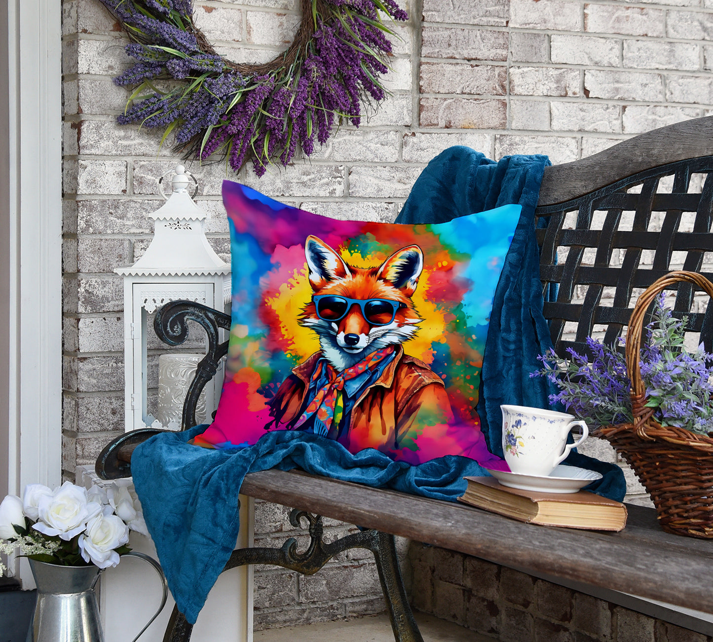 Hippie Animal Fox Throw Pillow