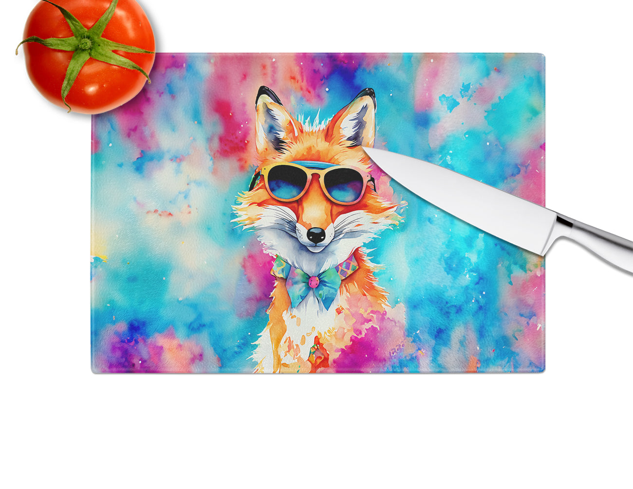 Hippie Animal Fox Glass Cutting Board